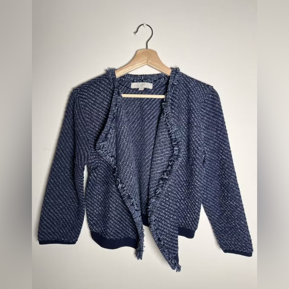 LOFT Women's Navy Sweater cardigan S